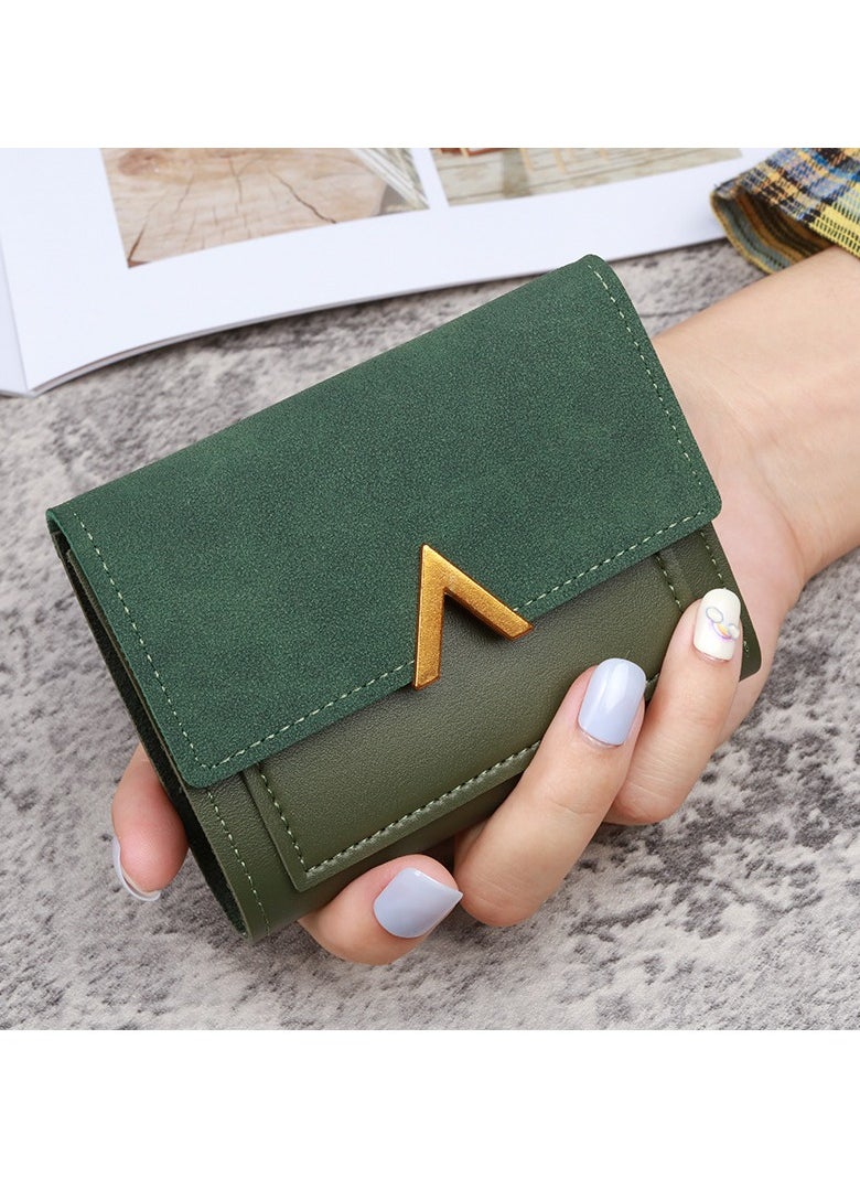 New Triple Fold Women's Purse Short Retro Card Bag PU Imitation Leather Simple Folding Student Wallet Woman