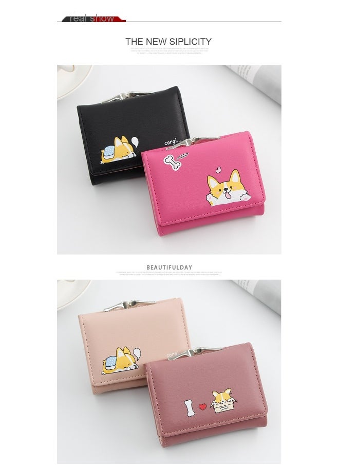 Women's Purse Cartoon Cute Clutch Purse Coin Purse Pu Triple Fold Women's Short Purse Money Clip