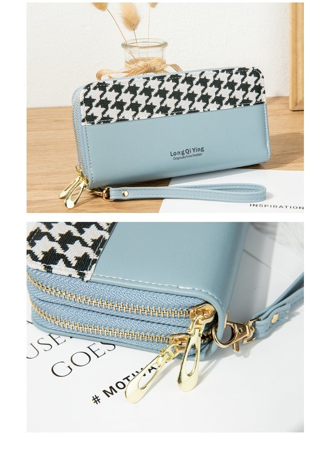 Women's Long Purse Double Zipper Student Thousand Bird Print Money Clip Large Capacity Clutch Bag Soft Coin Purse