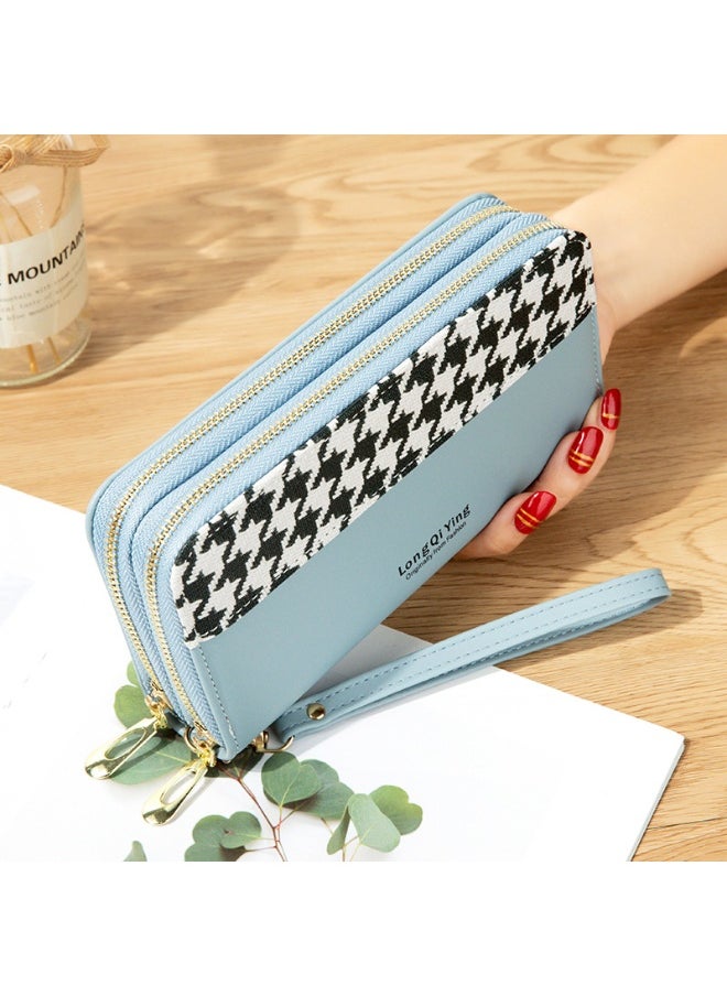 Women's Long Purse Double Zipper Student Thousand Bird Print Money Clip Large Capacity Clutch Bag Soft Coin Purse