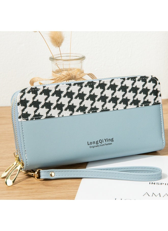 Women's Long Purse Double Zipper Student Thousand Bird Print Money Clip Large Capacity Clutch Bag Soft Coin Purse