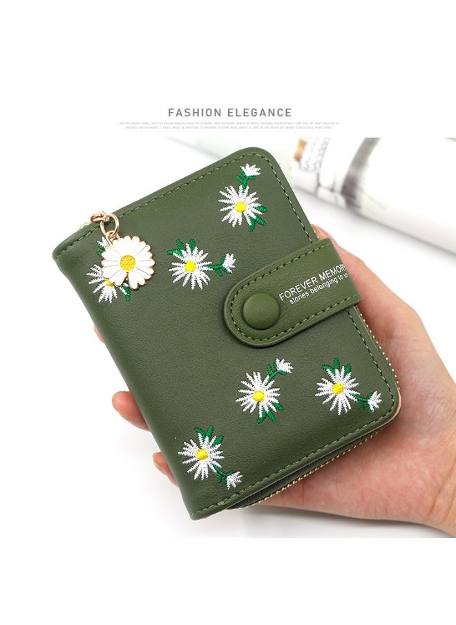 Personalized Women's Short Zipper Buckle Purse Purse Purse Coin Purse Embroidered Women's Card Bag