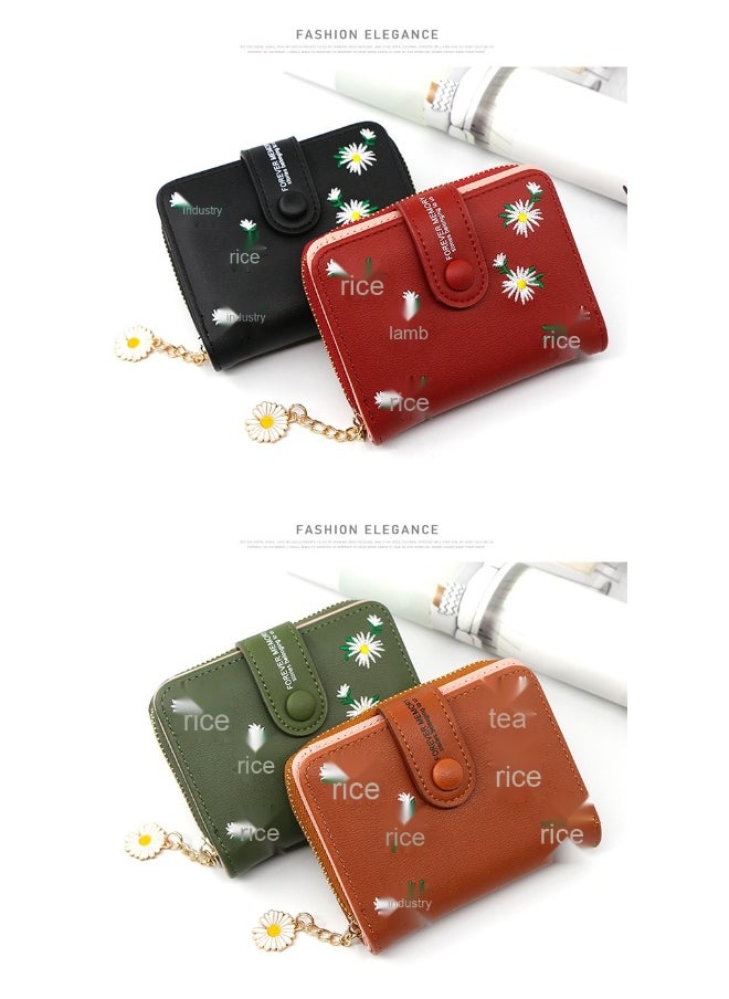 Personalized Women's Short Zipper Buckle Purse Purse Purse Coin Purse Embroidered Women's Card Bag