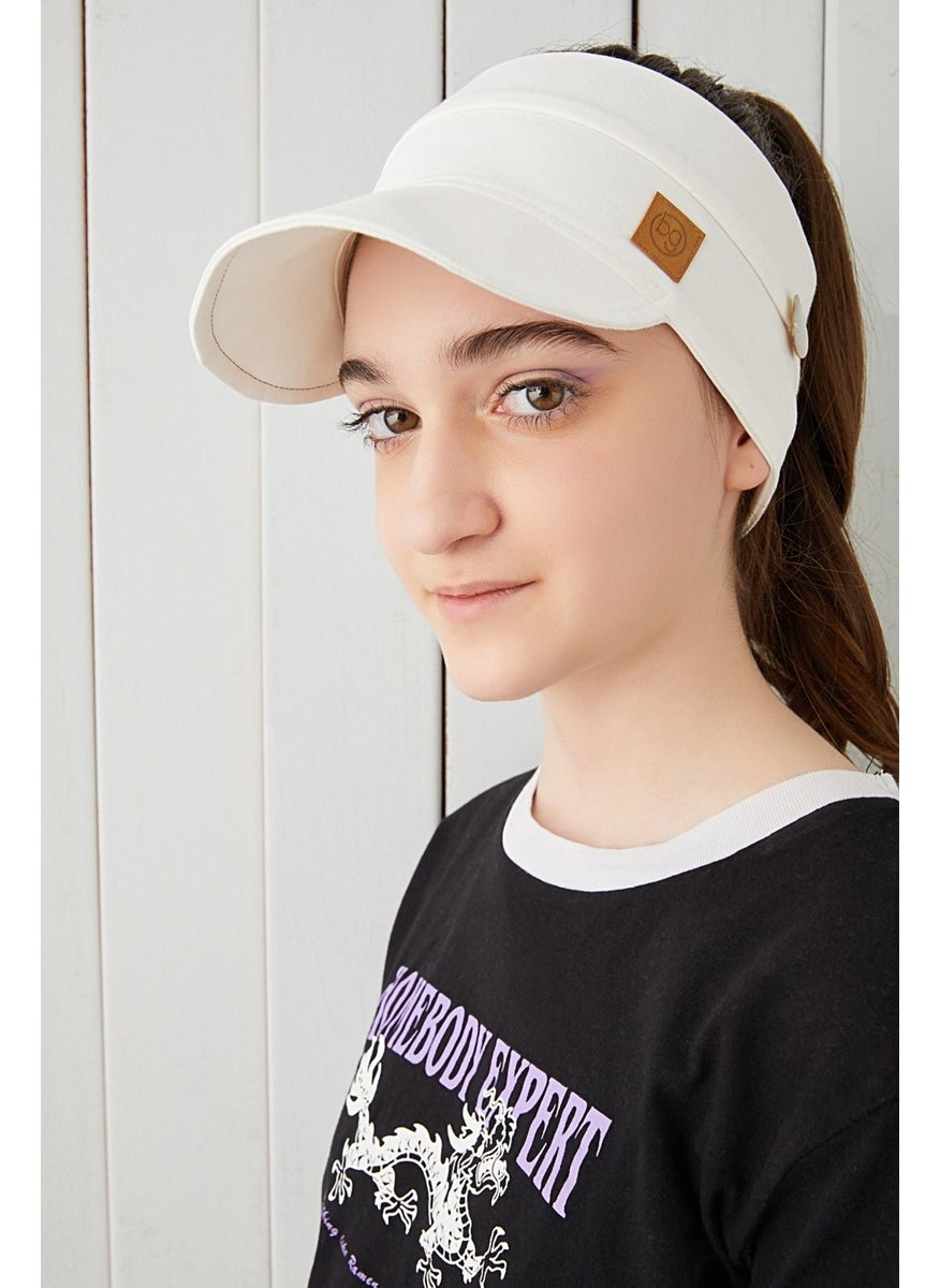 White Kids Teenager Mask Wearable Tennis Summer Sports Hat with Vizier Soft Cotton Combed Cotton