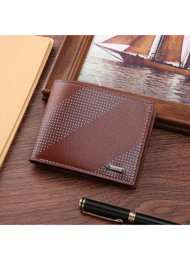 Men's Short Wallet Fashion Retro Multifunctional Wallet Zipper Buckle Card Holder