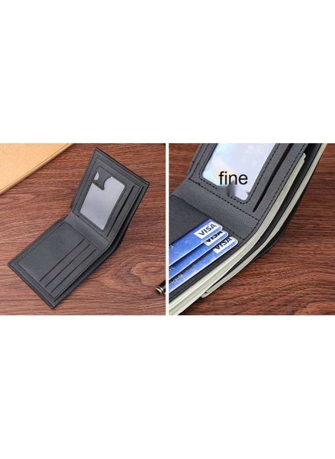 Men's Short Wallet Money Clip Fashion Embossed Horizontal Soft Leather Clip Large Capacity Multi-card Holder