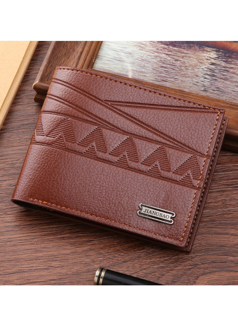 Men's Short Wallet Money Clip Fashion Embossed Horizontal Soft Leather Clip Large Capacity Multi-card Holder