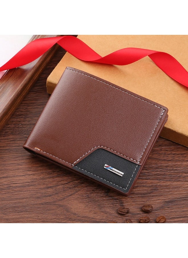 Men's Short Wallet Fashion Retro Multifunctional Wallet Zipper Buckle Card Holder
