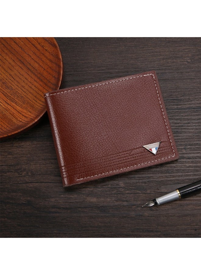 Men's Short Wallet European and American Fashion Retro Multifunctional Wallet Zipper Buckle Card Holder