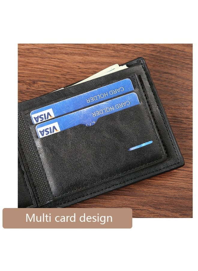 Men's Short Wallet European and American Fashion Retro Multifunctional Wallet Zipper Buckle Card Holder
