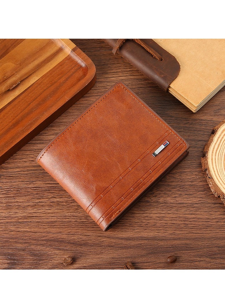 Men's Short Wallet European and American Fashion Retro Multifunctional Wallet Zipper Buckle Card Holder