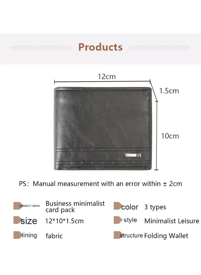 Men's Short Wallet European and American Fashion Retro Multifunctional Wallet Zipper Buckle Card Holder