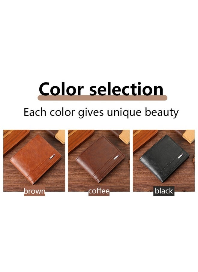 Men's Short Wallet European and American Fashion Retro Multifunctional Wallet Zipper Buckle Card Holder