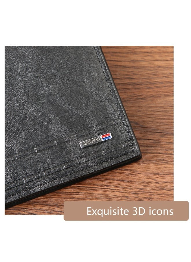 Men's Short Wallet European and American Fashion Retro Multifunctional Wallet Zipper Buckle Card Holder