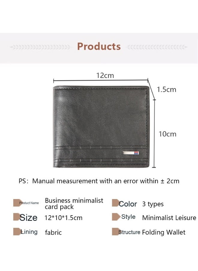 Men's Short Wallet European and American Fashion Retro Multifunctional Wallet Zipper Buckle Card Holder