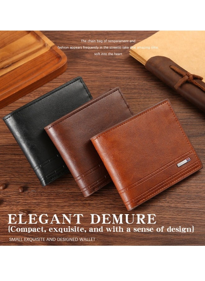 Men's Short Wallet European and American Fashion Retro Multifunctional Wallet Zipper Buckle Card Holder