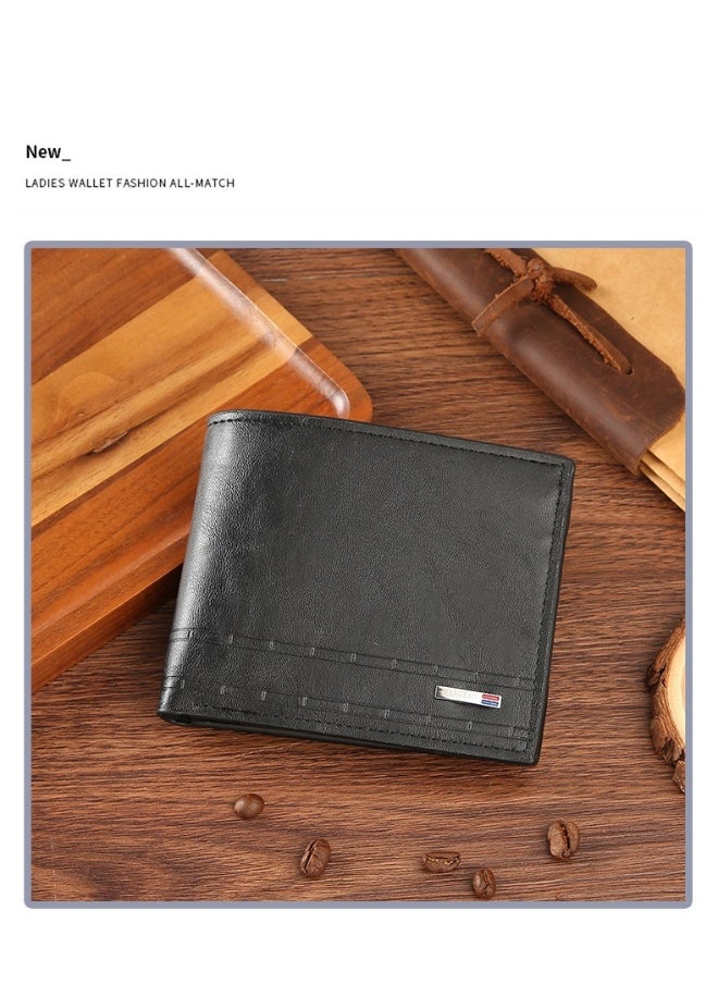 Men's Short Wallet European and American Fashion Retro Multifunctional Wallet Zipper Buckle Card Holder