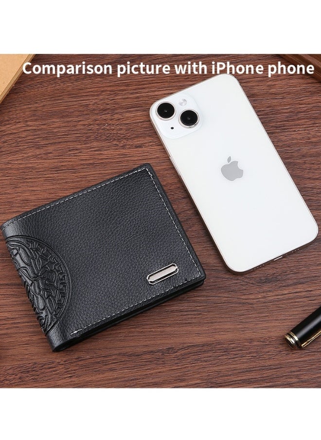 Men's Short Wallet European and American Fashion Retro Multifunctional Wallet Zipper Buckle Card Holder