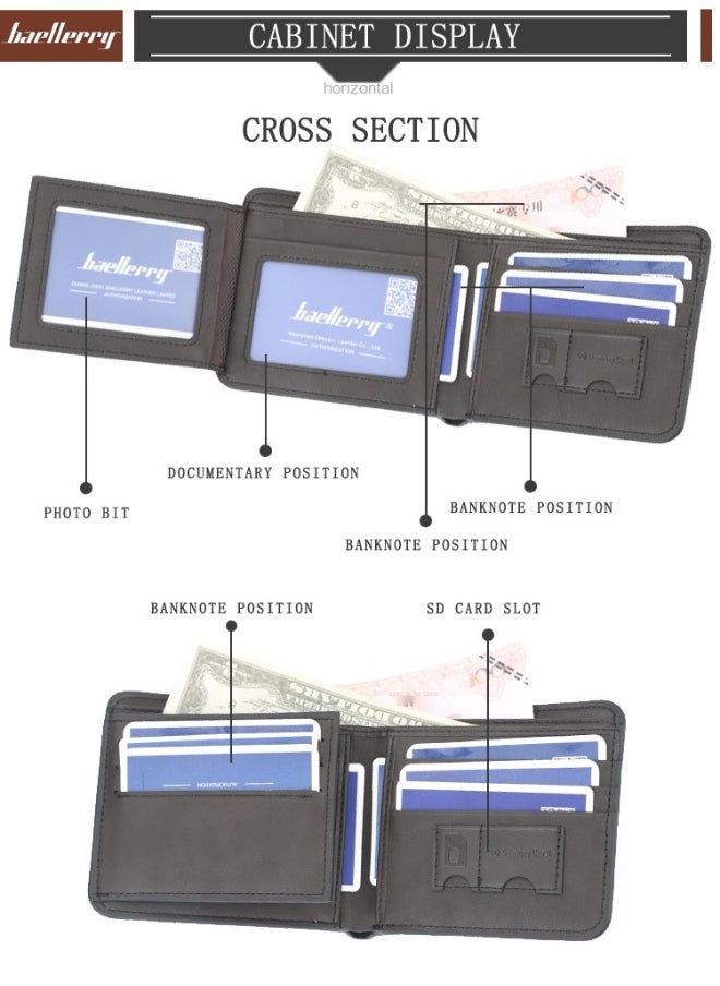Men's Wallet Short Casual Small Wallet Youth Vintage Mini Money Clip