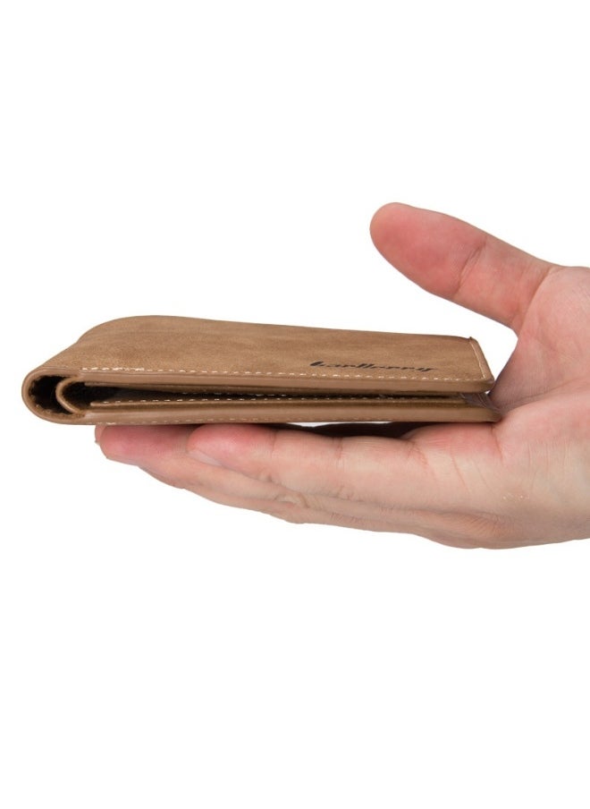 Men's Short Vintage Premium Matte Money Clip Two-fold Wallet Card Bag