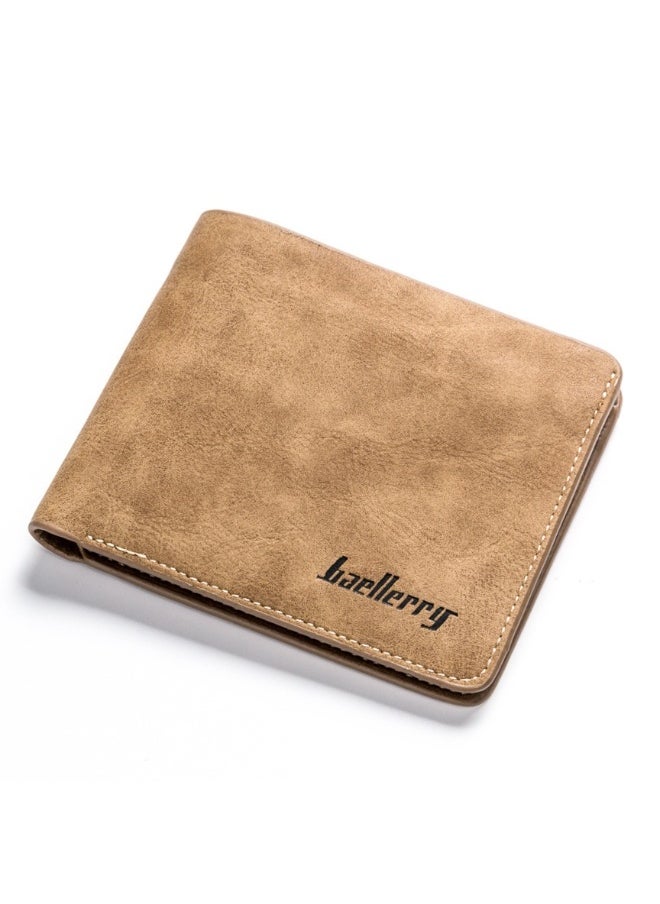 Men's Short Vintage Premium Matte Money Clip Two-fold Wallet Card Bag
