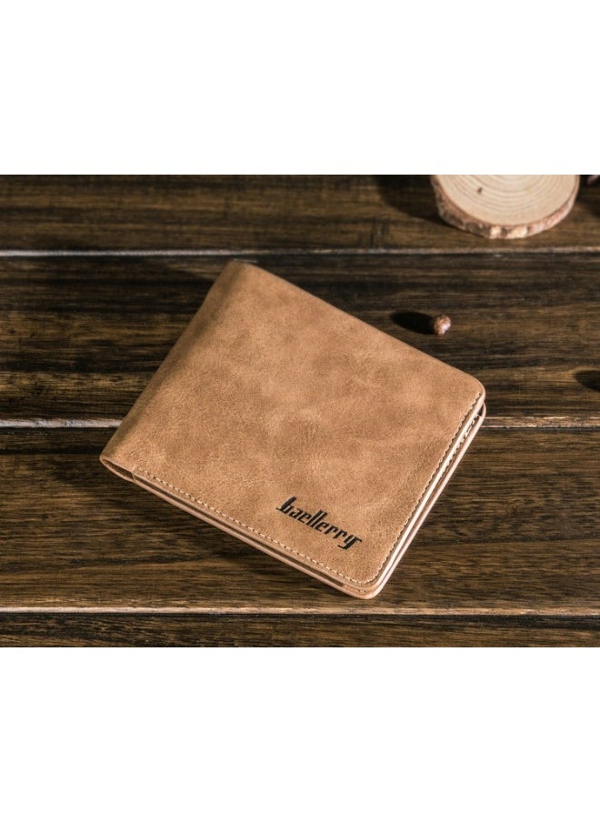 Men's Short Vintage Premium Matte Money Clip Two-fold Wallet Card Bag