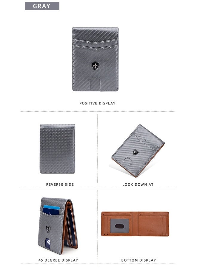 Men's Wallet Carbon Fiber Multi-card Wallet Multi-functional Thin RFID Anti-magnetic Card Bag
