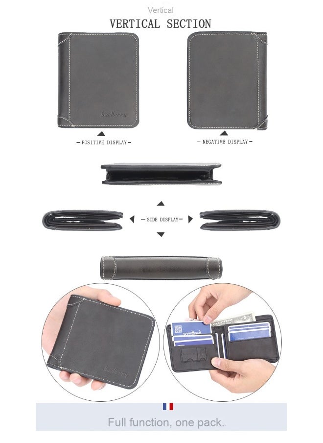 Men's Wallet Short Casual Small Wallet Youth Vintage Mini Money Clip