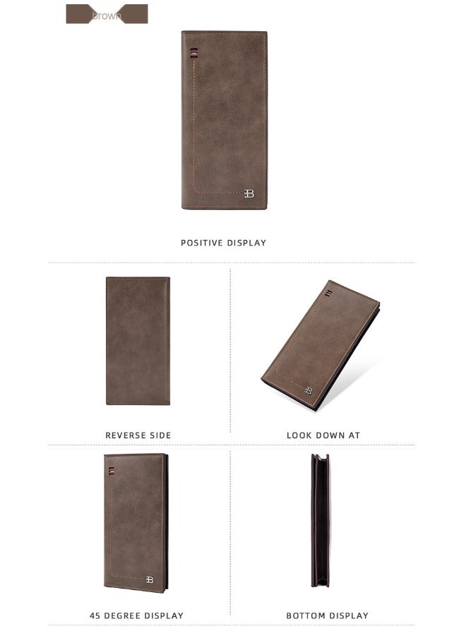Men's Wallet Long Multi-slot Zipper Simple Money Clip Anti-theft Brush Holder Bag