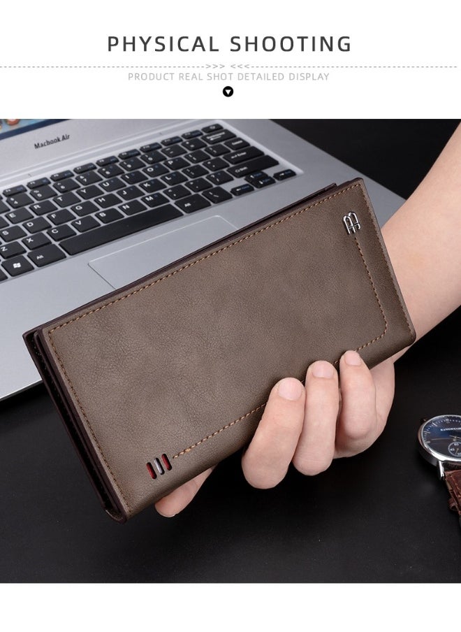 Men's Wallet Long Multi-slot Zipper Simple Money Clip Anti-theft Brush Holder Bag
