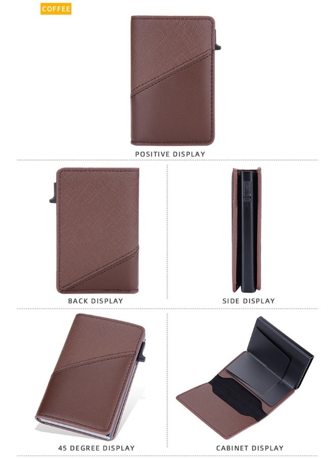 Men's Color Card Bag Side Push RFID Aluminum Box Card Holder Anti-magnetic Anti-theft Brush Bank Card Sleeve