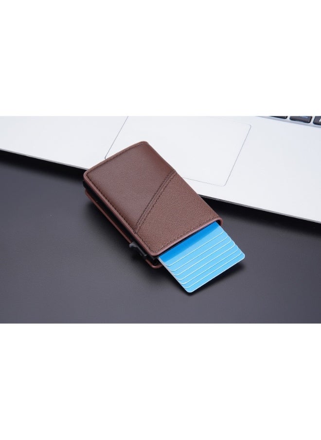 Men's Color Card Bag Side Push RFID Aluminum Box Card Holder Anti-magnetic Anti-theft Brush Bank Card Sleeve