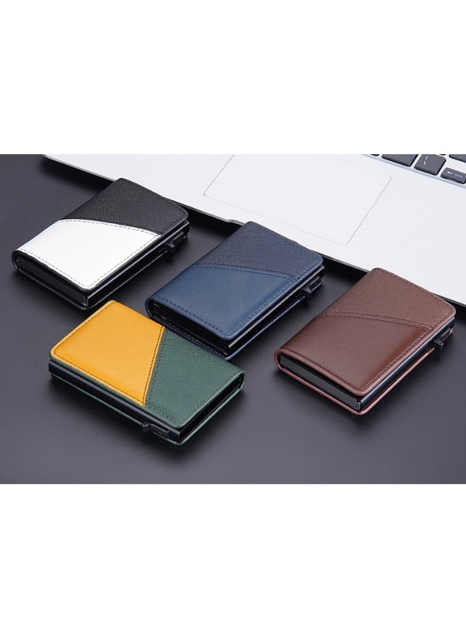 Men's Color Card Bag Side Push RFID Aluminum Box Card Holder Anti-magnetic Anti-theft Brush Bank Card Sleeve