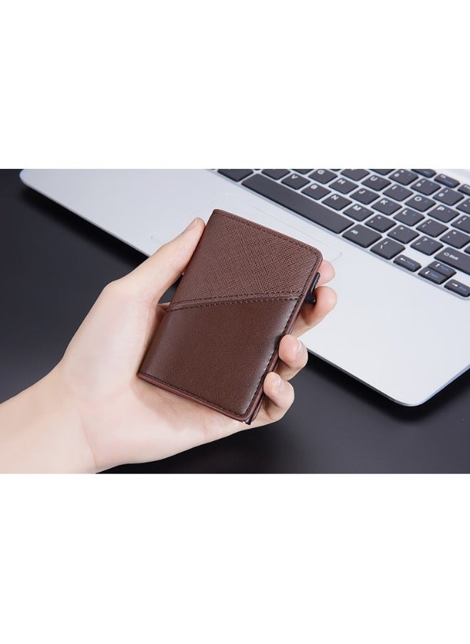 Men's Color Card Bag Side Push RFID Aluminum Box Card Holder Anti-magnetic Anti-theft Brush Bank Card Sleeve
