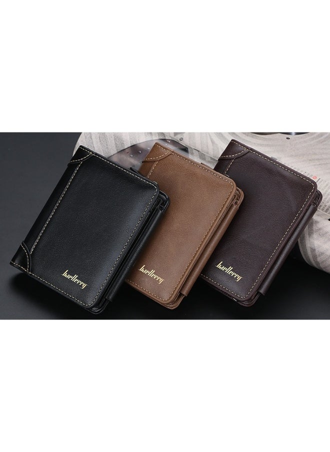 Men's Short Wallet Three-fold Vertical Money Clip Multi-card Business Card Bag