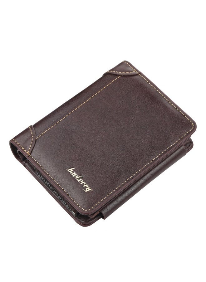 Men's Short Wallet Three-fold Vertical Money Clip Multi-card Business Card Bag