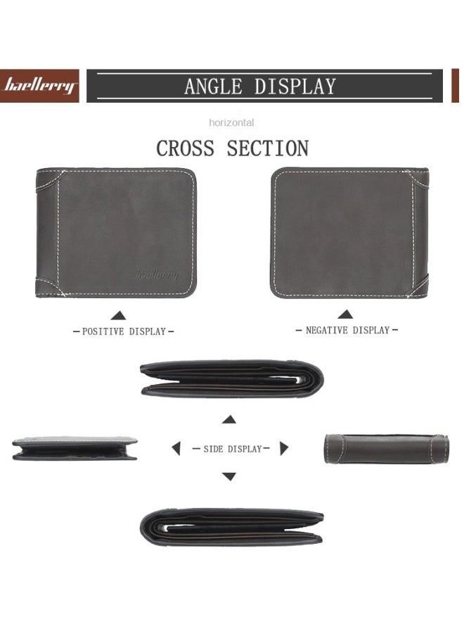 Men's Wallet Short Casual Small Wallet Youth Vintage Mini Money Clip