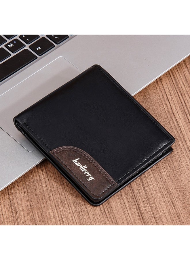 Men's Wallet Business Zipper Premium Sense Wallet Short Button Multi-card Coin Wallet
