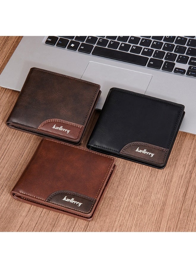 Men's Wallet Business Zipper Premium Sense Wallet Short Button Multi-card Coin Wallet