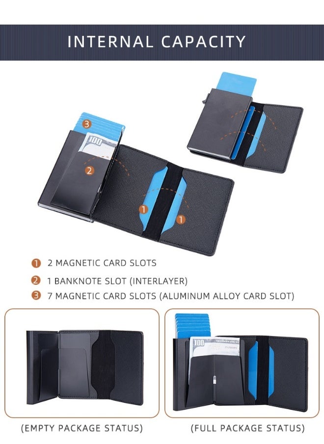 Men's Color Card Bag Side Push RFID Aluminum Box Card Holder Anti-magnetic Anti-theft Brush Bank Card Sleeve