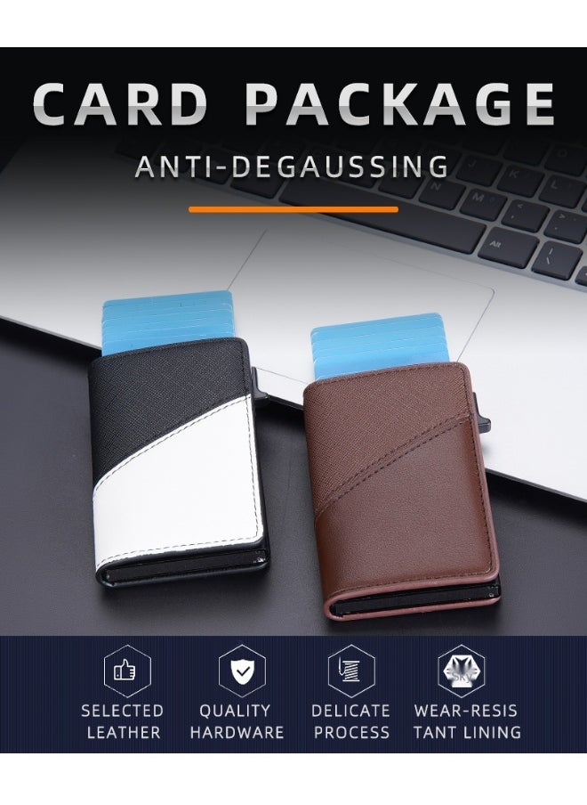 Men's Color Card Bag Side Push RFID Aluminum Box Card Holder Anti-magnetic Anti-theft Brush Bank Card Sleeve