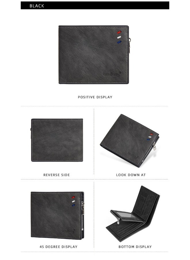 Men's Wallet Business Multi-function Short Wallet Zipper Multi-function Wallet for Men