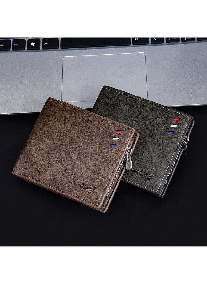 Men's Wallet Business Multi-function Short Wallet Zipper Multi-function Wallet for Men