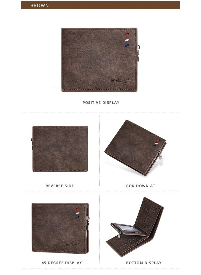 Men's Wallet Business Multi-function Short Wallet Zipper Multi-function Wallet for Men