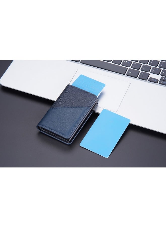 Men's Color Card Bag Side Push RFID Aluminum Box Card Holder Anti-magnetic Anti-theft Brush Bank Card Sleeve