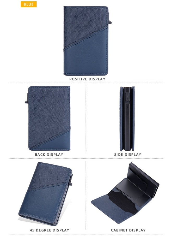 Men's Color Card Bag Side Push RFID Aluminum Box Card Holder Anti-magnetic Anti-theft Brush Bank Card Sleeve