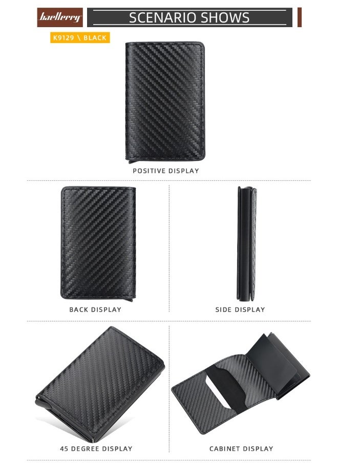 Men's Card Bag Card Sleeve Anti-degaussing RFID Wutomatic Card Men's Bank Card Clip Wallet