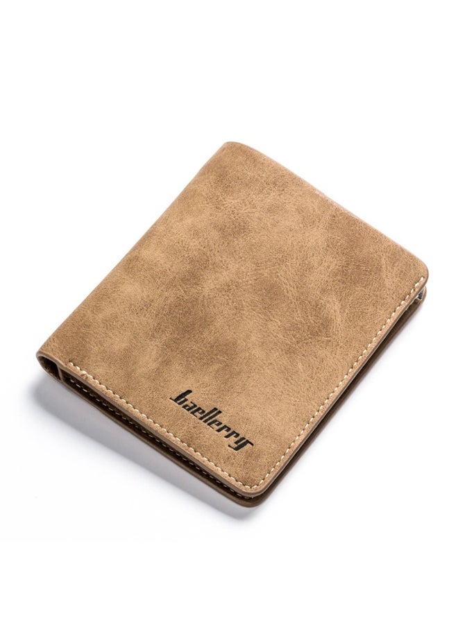 Men's Short Vintage Premium Matte Money Clip Two-fold Wallet Card Bag