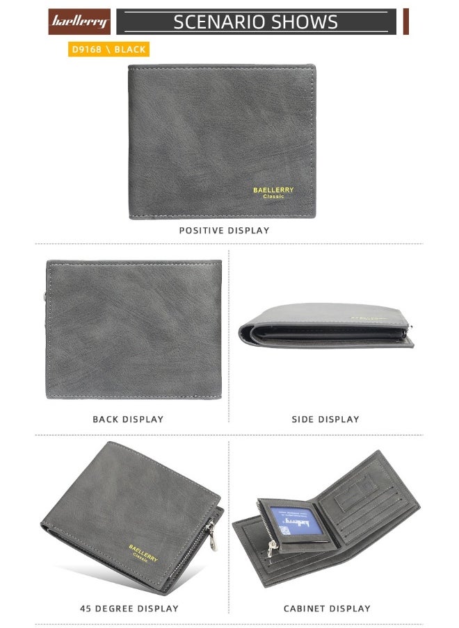 Short Men's Money Wallet Stylish Youth Zipper Coin Wallet Horizontal Leather Ticket Wallet