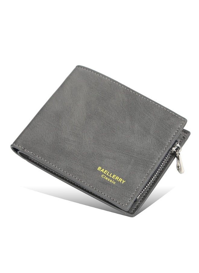 Short Men's Money Wallet Stylish Youth Zipper Coin Wallet Horizontal Leather Ticket Wallet